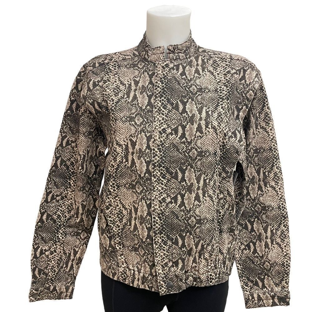 LOVEFIRE LOS ANGELES Python Twill Full Zip High Neck Bomber Jacket,small NEW